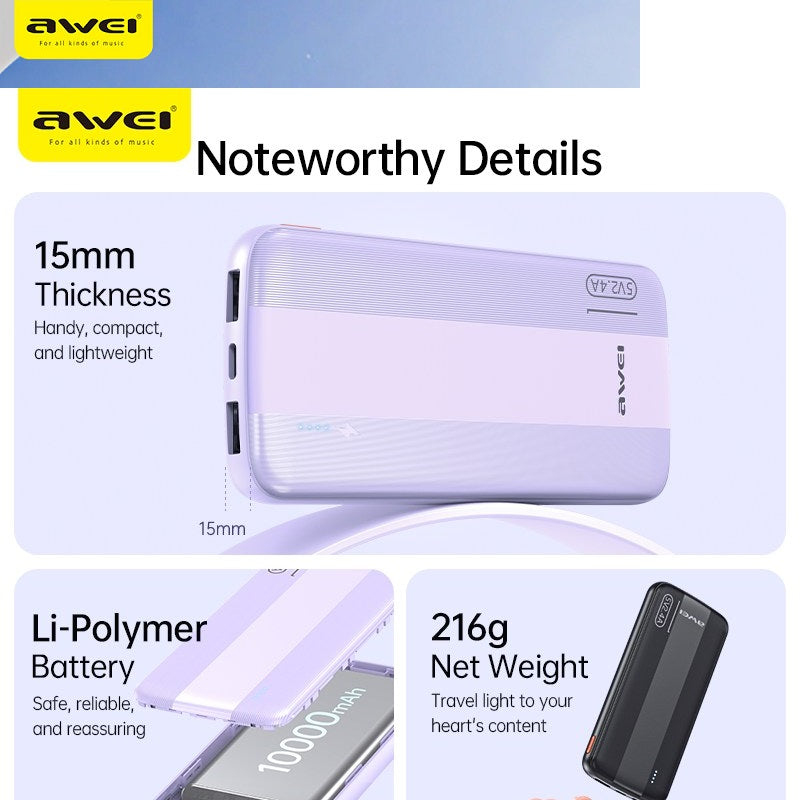 Awei P20K 10000mAh Power Bank