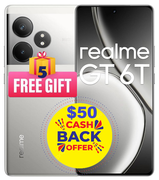 Realme GT 6 5G 256GB/12GB (5 FREE GIFTS + Cash Back)