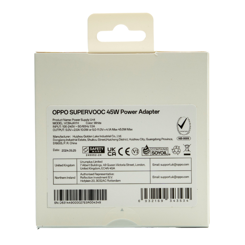 OPPO Supervooc 45w USB-C Power Adapter