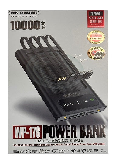 WK 10000mAh Solar Power Bank (WP-178)