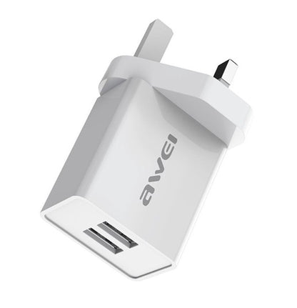 Awei C-23 2.4A 3 Pin Dual-Port Power Adapter